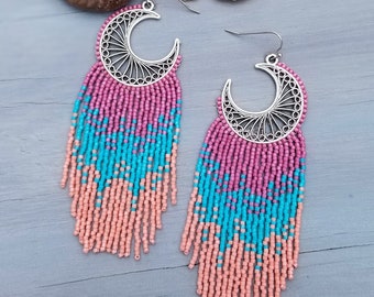 Moon Child Beaded Fringe Earrings - Fairy Moon Collection – Earth