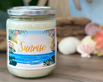 Sunrise - 16 oz Soy Candle - Tropical Mango, Tropical Scent, Tropical Candle, Fruity Candle, Beach House Gift