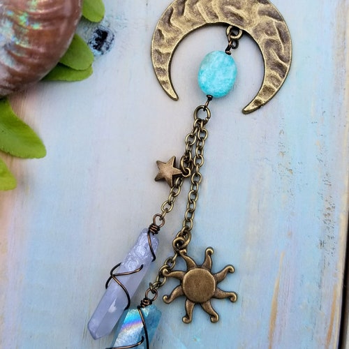 Sun Moon and Stars Car Charm Crescent Moon Car Charm Moon Etsy