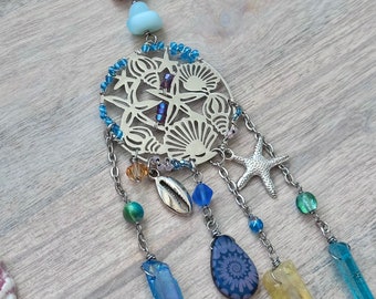 Ocean Dreams Car Charm - Beach Rearview Mirror Accessory - Mermaid - Window Decor