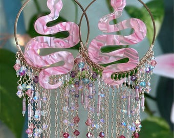 Medusa - Handmade Beaded Hoop Earrings - Statement Jewelry - Boho Beach