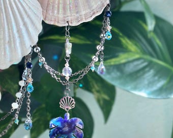 Boho Beach Shell Suncatcher - Blue Tropical Vibes