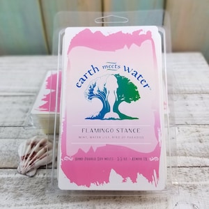 Flamingo Stance Soy Wax Melts: Water Lily & Birds of Paradise - 6 Jumbo Cubes