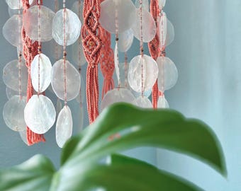 Capiz Shell Beaded Macrame Mobile - Beaded Macrame Chime
