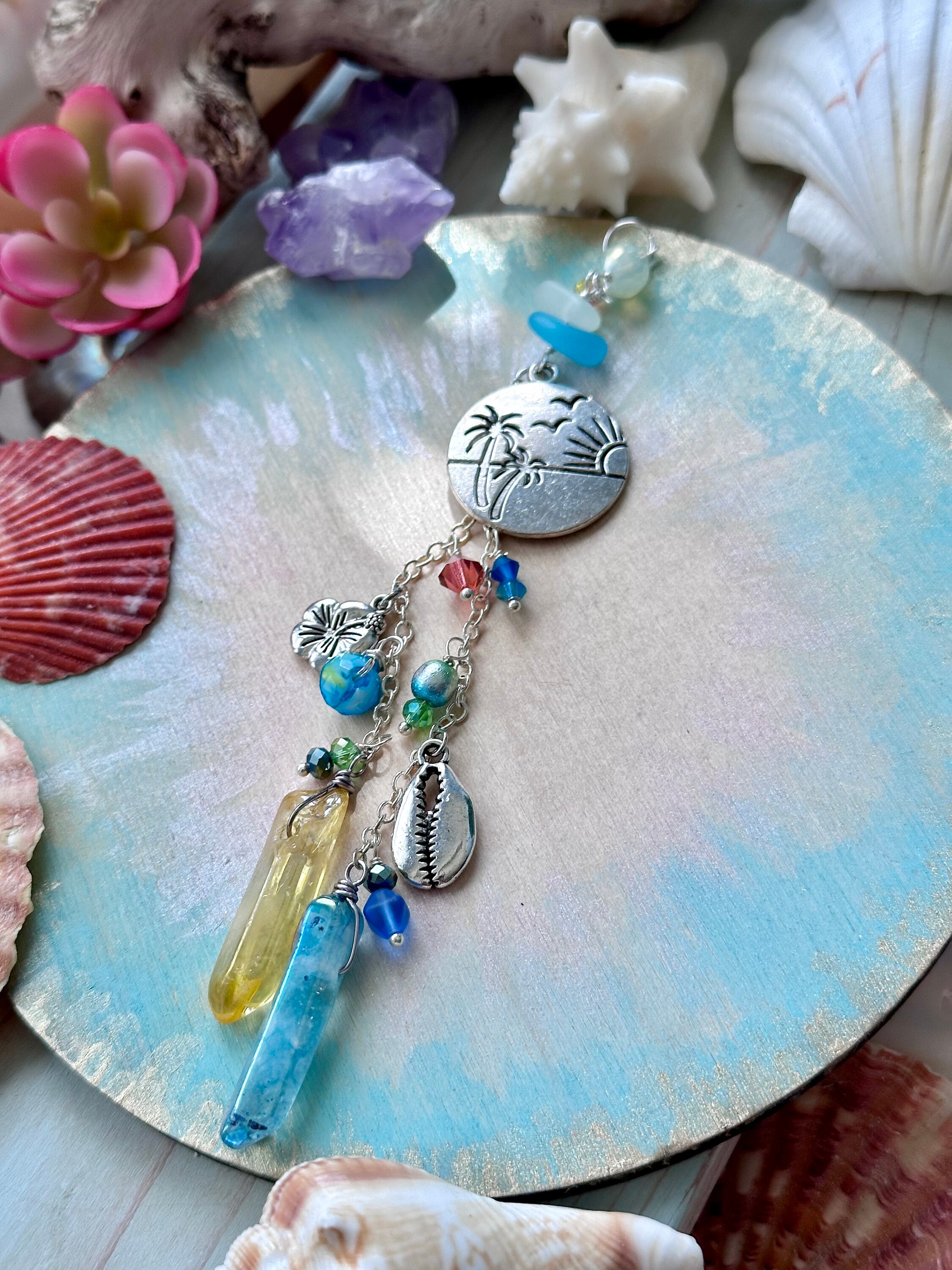 Ciondolo Per Specchietto Retrovisore A Forma Di Conchiglie Marine, Fatto A Mano, Stile Boho-chic Con Catena Placcata Oro - Accessorio Auto A Tema Spiaggia - 4