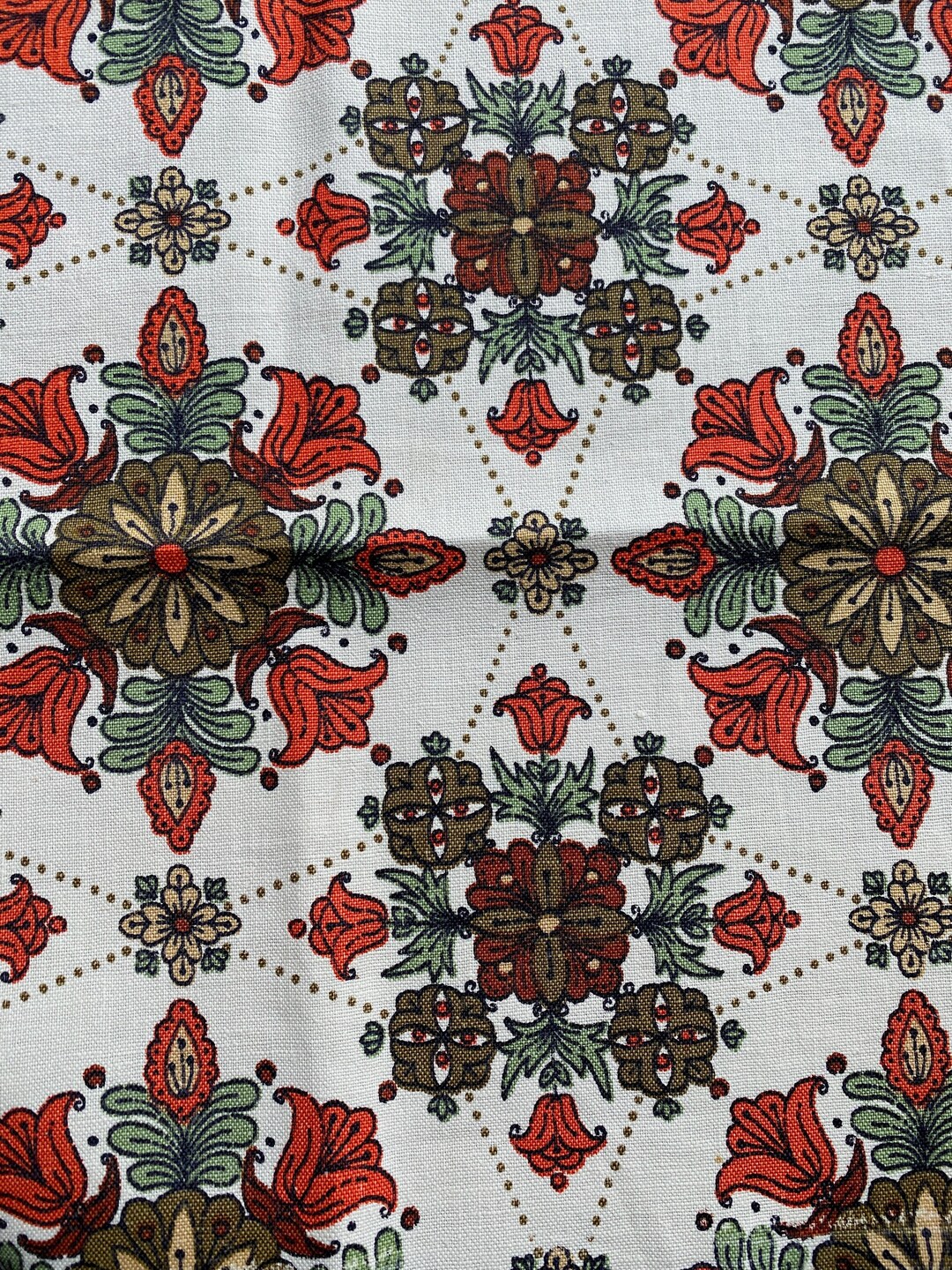 70's Flower Motif Fabric Etsy