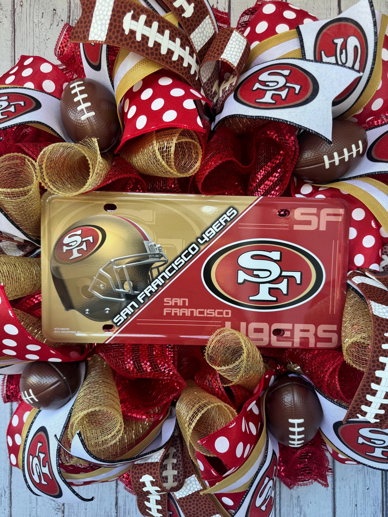 San Francisco 49ers Wreath, Red and Gold 49ers Collector, NFL Wreath