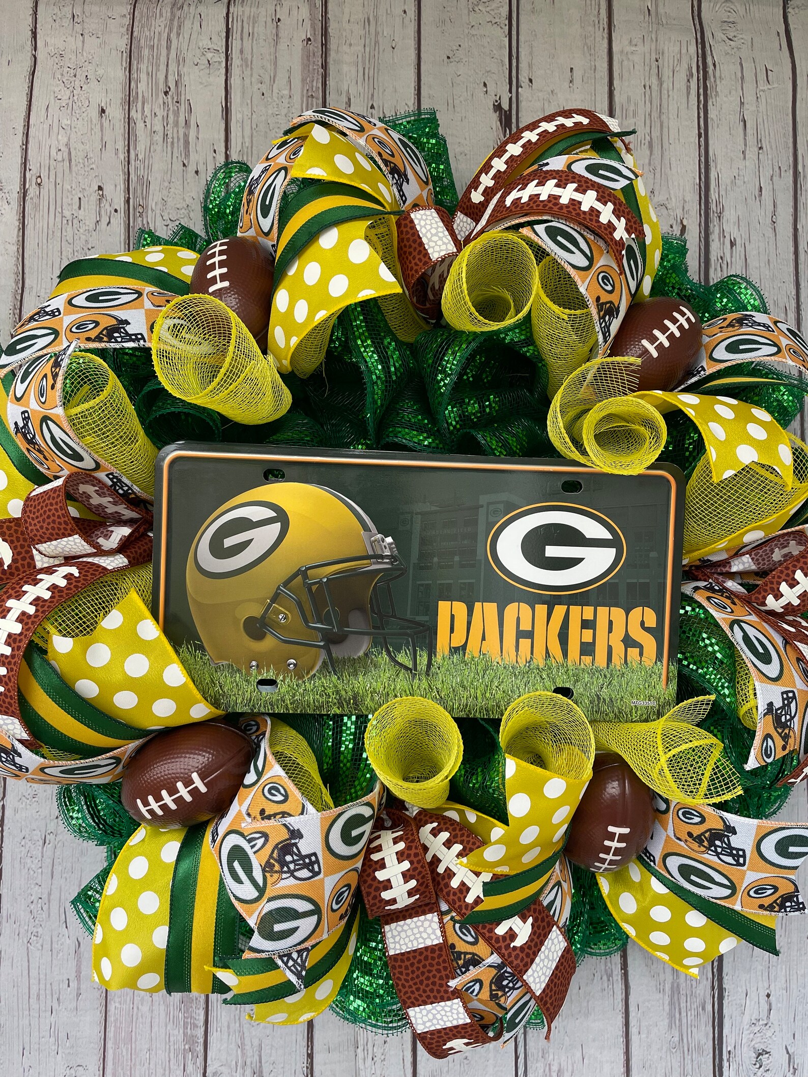Green Bay Packers Wreath, NFL Wreath, Deco Mesh Wreath, Packers Decor