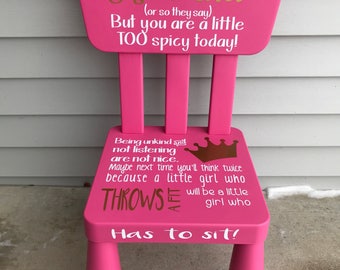Time out chair, girls time out, Kids time out chair, Time out chair with timer, plastic time out chair, pink time out chair naughty chair