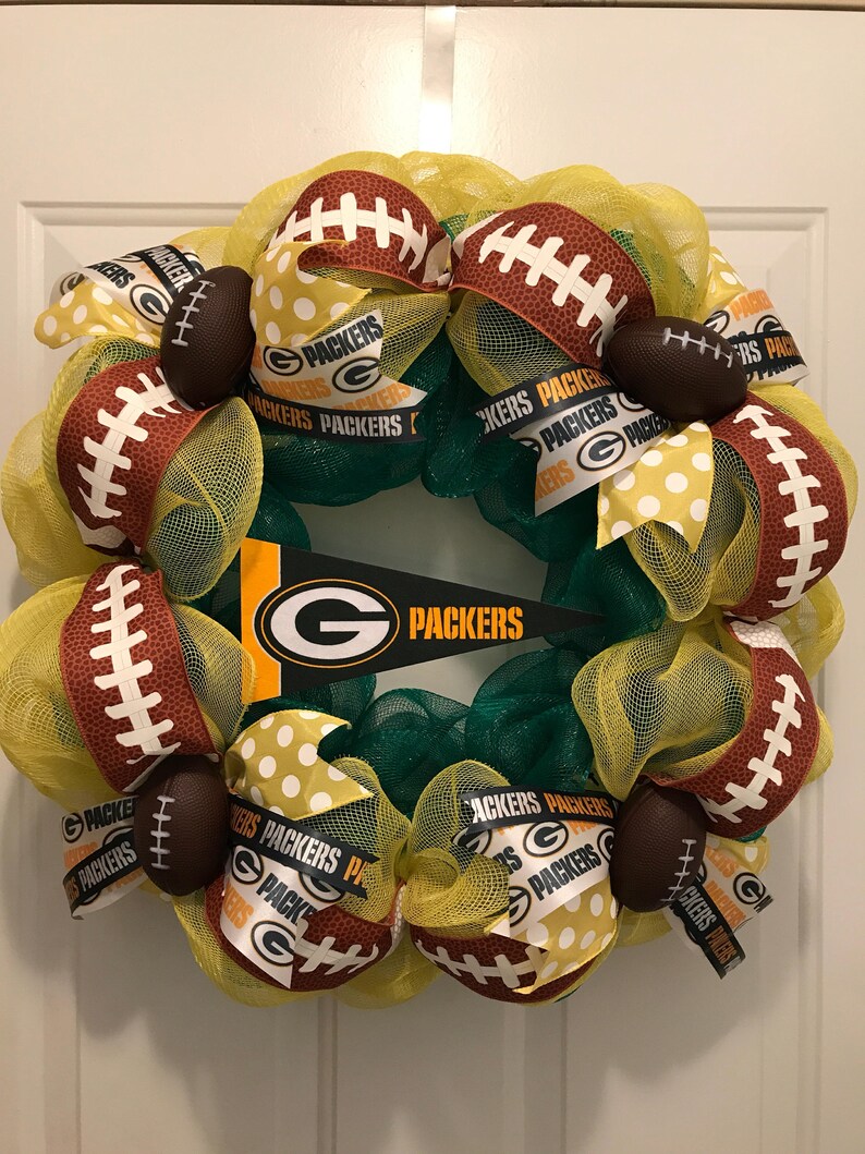 Green Bay Packers Wreath NFL Wreath Deco Mesh Wreath Etsy