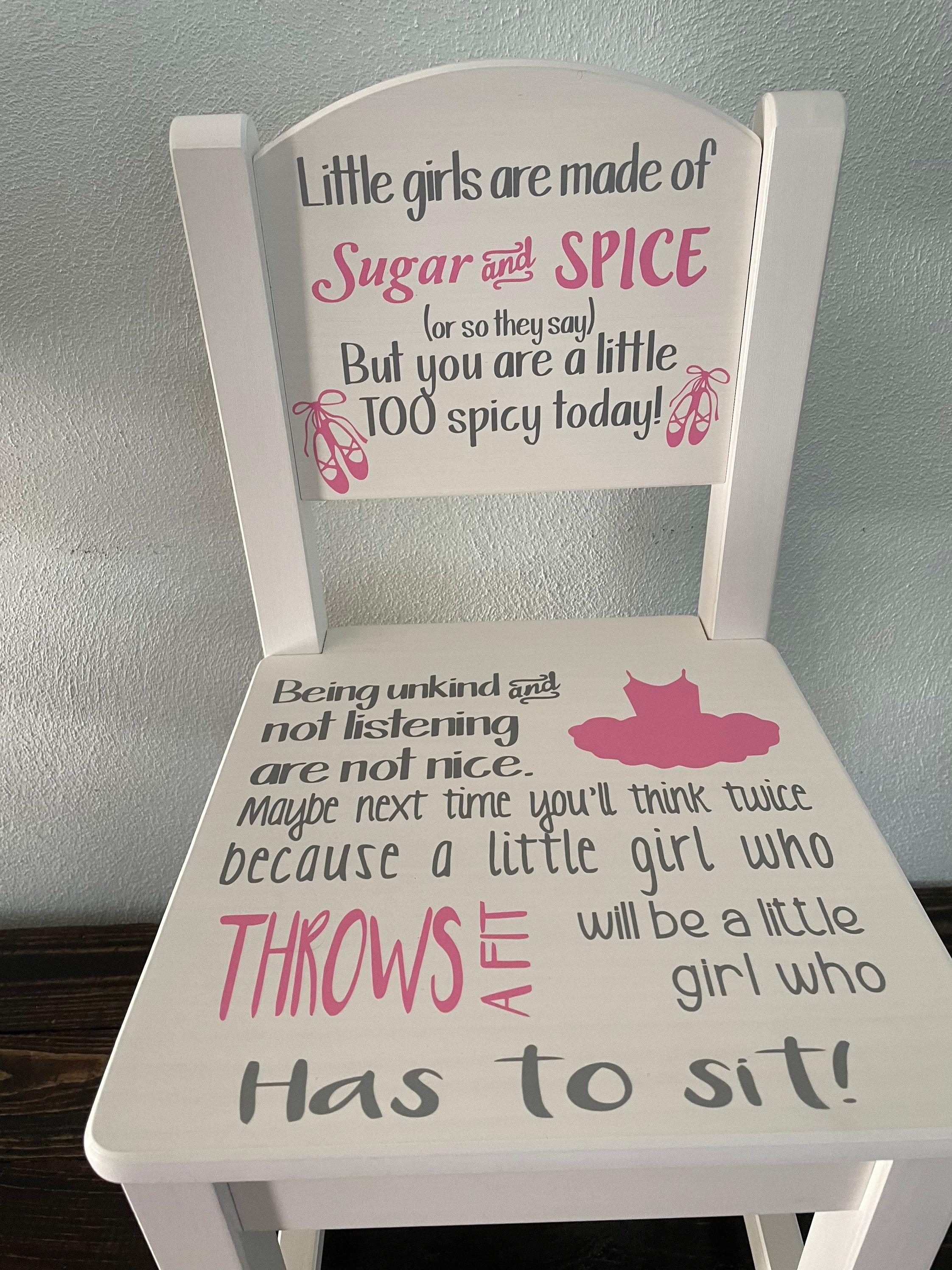 Girls time out chair, ballet timeout chair, time out seat, baby shower gift, Time out chair with timer, wood time out chair, naughty seat