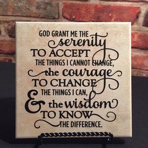 Serenity prayer, serenity prayer plaque, sobriety gift, recovery gift, Christmas gift, celebrate recovery, ceramic tile with stand