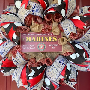 Marines wreath, military, Patriotic wreath, burlap, Marine, veteran gift, 4th of july wreath soldier Brave and strong wreath retirement gift