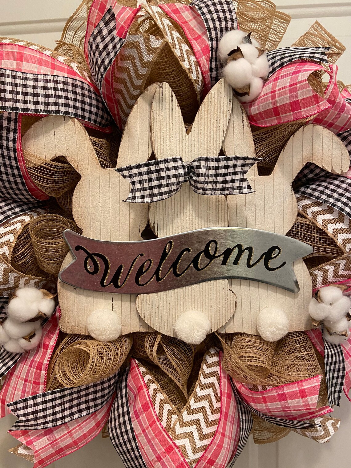 Burlap Easter Bunny Wreath, Bunny Wreath Rustic Bunny Wreath, Easter ...