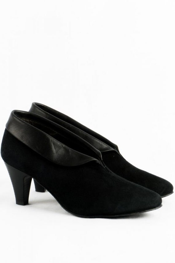 Vintage Suede Pumps -36.5- Black Elegant Designer