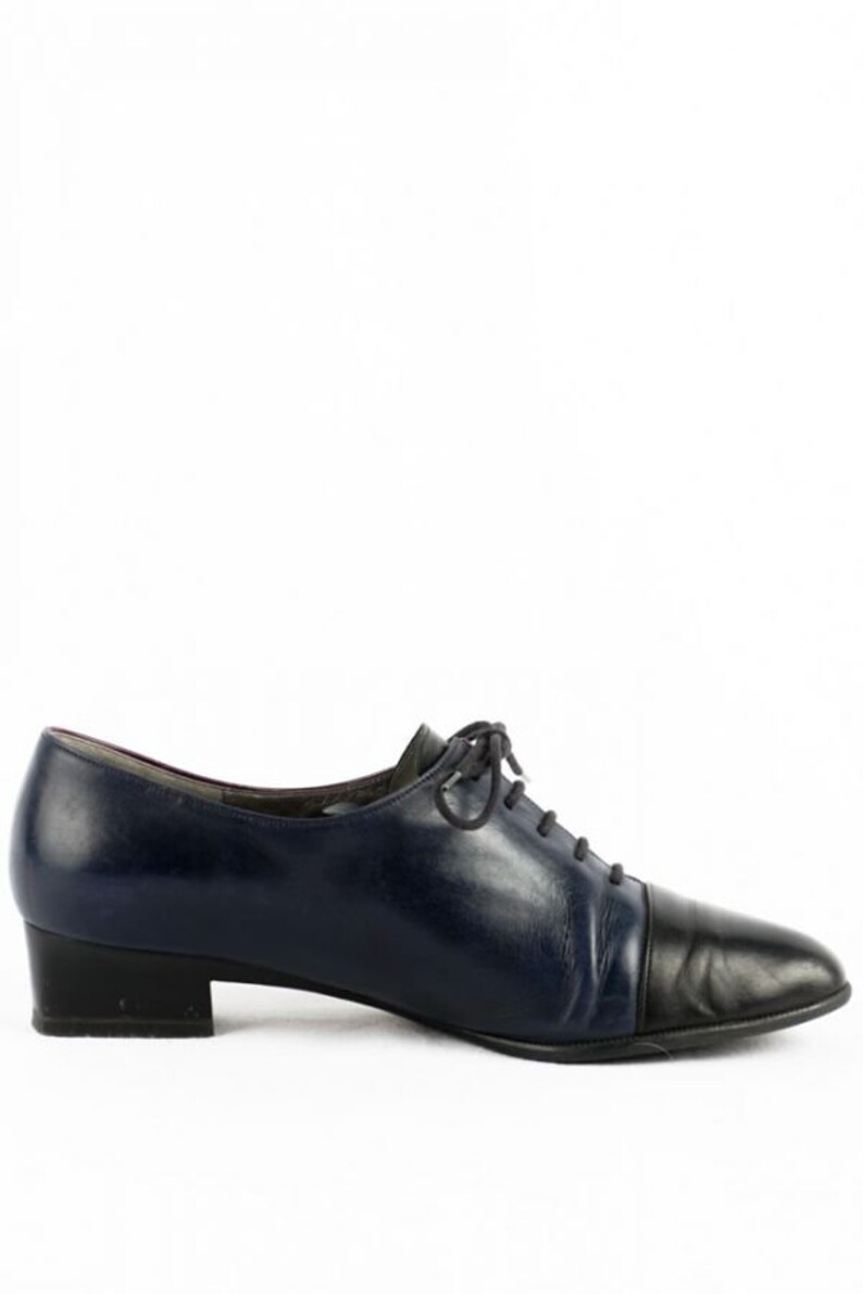 Vintage Lace-up Pumps 40 6.5 Gabor Leather Shoes Two Tone 80s