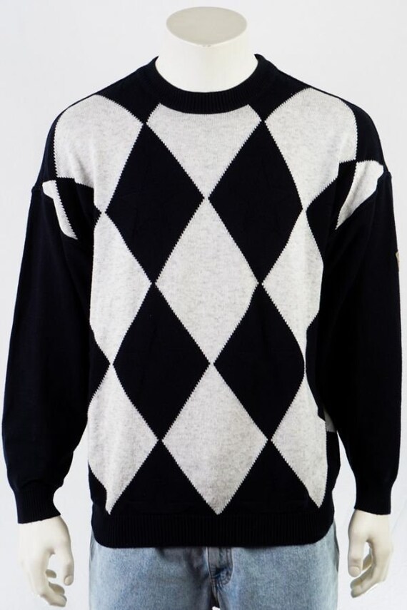 Carlo Colucci Vintage Pullover -L- Schwarz Weiß In