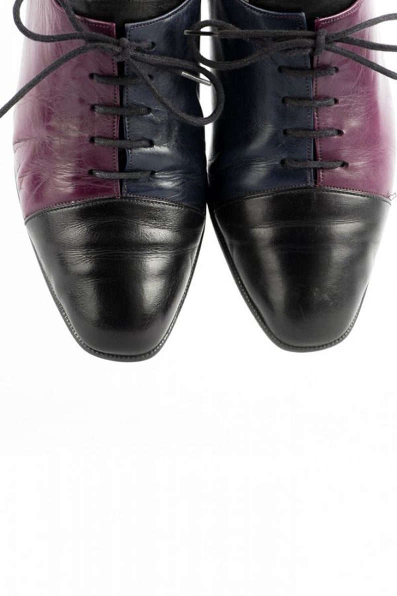 Vintage Lace-up Pumps 40 6.5 Gabor Leather Shoes Two Tone 80s