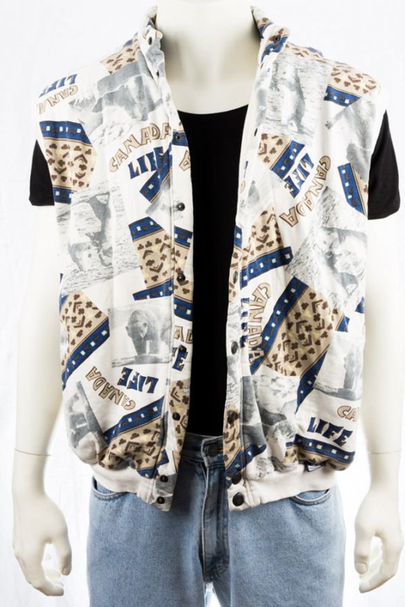 Vintage Trigema Vest L 80s 90s Cotton Mix Made in West Germany Stand Up Collar