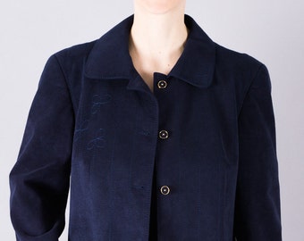 80 's vintage jacket-blazer jacket-dark blue-80s jacket-transitional jacket-chic-elegant-women's jacket