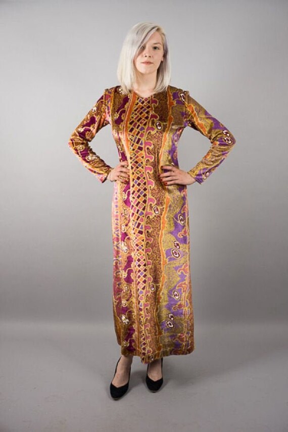 Vintage Dress S Easy Rider Velvet Ylong Floor Long