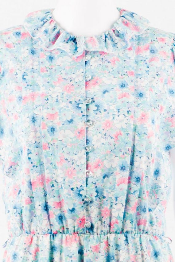 Flower Vintage Summer Dress -S- Turquoise White Playf… - Gem