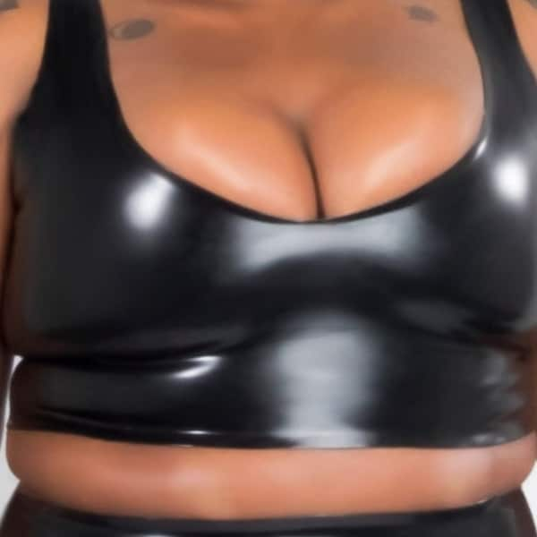 Low cut latex crop top