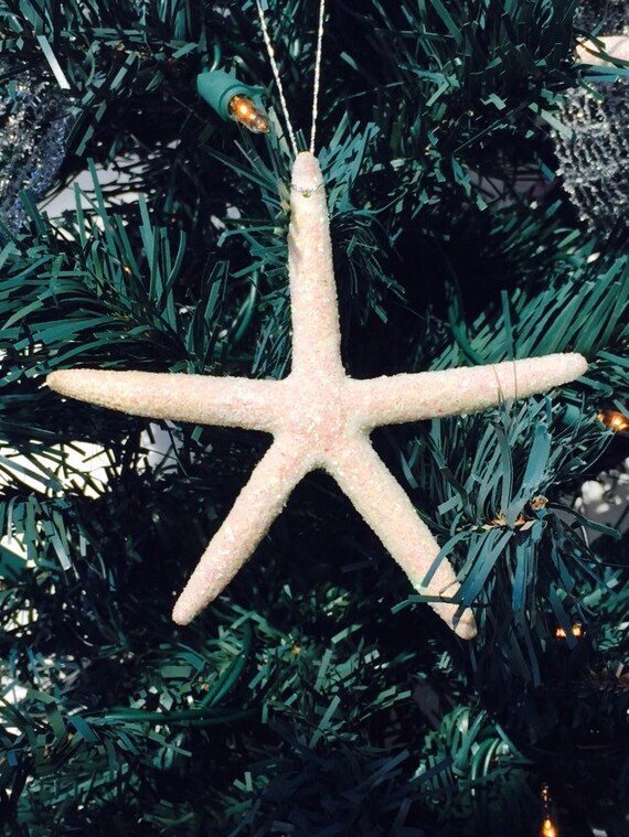 Starfish Ornament -Christmas Ornament, Beach Wedding Decor, Favor, Isle Decoration, Iridescent Glitter Starfish, Coastal Decor, Mermaid Il_570xn
