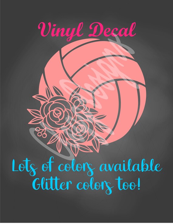 Floral Volleyball Decal, Volleyball Team Decal, Car Decal, Coach Gift, Volleyball Sticker, Girl Sport, Laptop Sticker, Volleyball Cup Decal Il_570xn