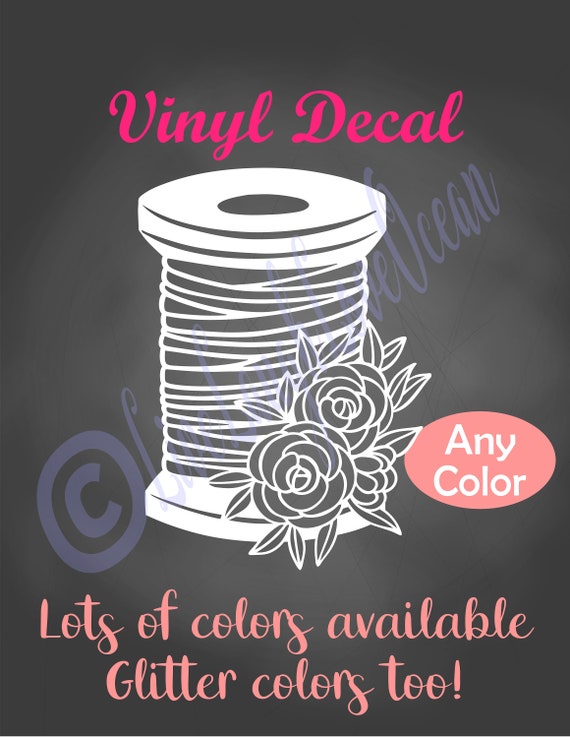 Floral Sewing Decal, Sewing Decal, Craft Room Decal, Spool Of Thread Sticker, Sewing Room Decor, Sewing Cup Decal, Seamstress, Thread Spool Il_570xn
