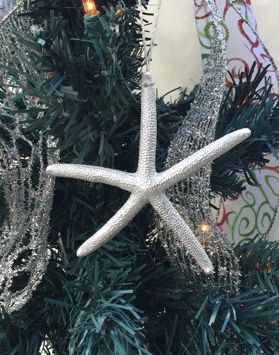 Starfish Ornament, Silver Starfish, Beach Wedding Decor, Mermaid Party, Under The Sea Party, Coastal Decor, Coastal Christmas, Party Favors Il_570xn