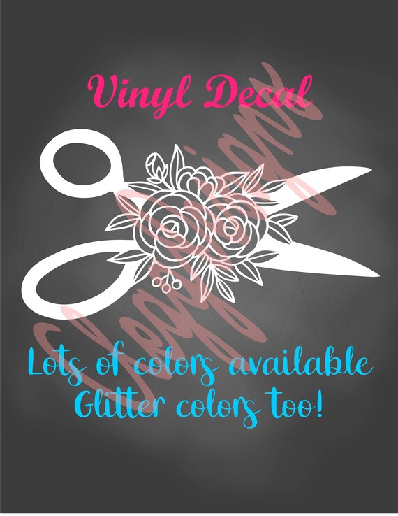 Floral Scissors Decal Sewing Decal Craft Room Decal Hair