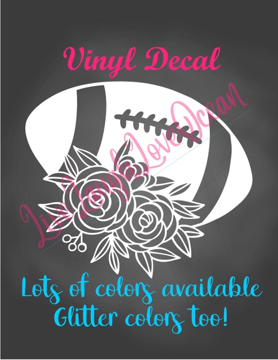 Football Decal, Floral Football Decal, Football Car Decal, Coach Gift, Girls Football Sticker, Football Mom Decal, Laptop Sticker,Team Decal Il_570xn