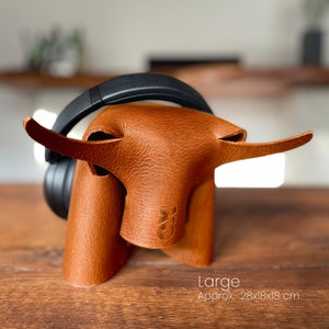 Leather OX LONG horns Design Object handmade from strong, vegetable tanned Italian leather image 8