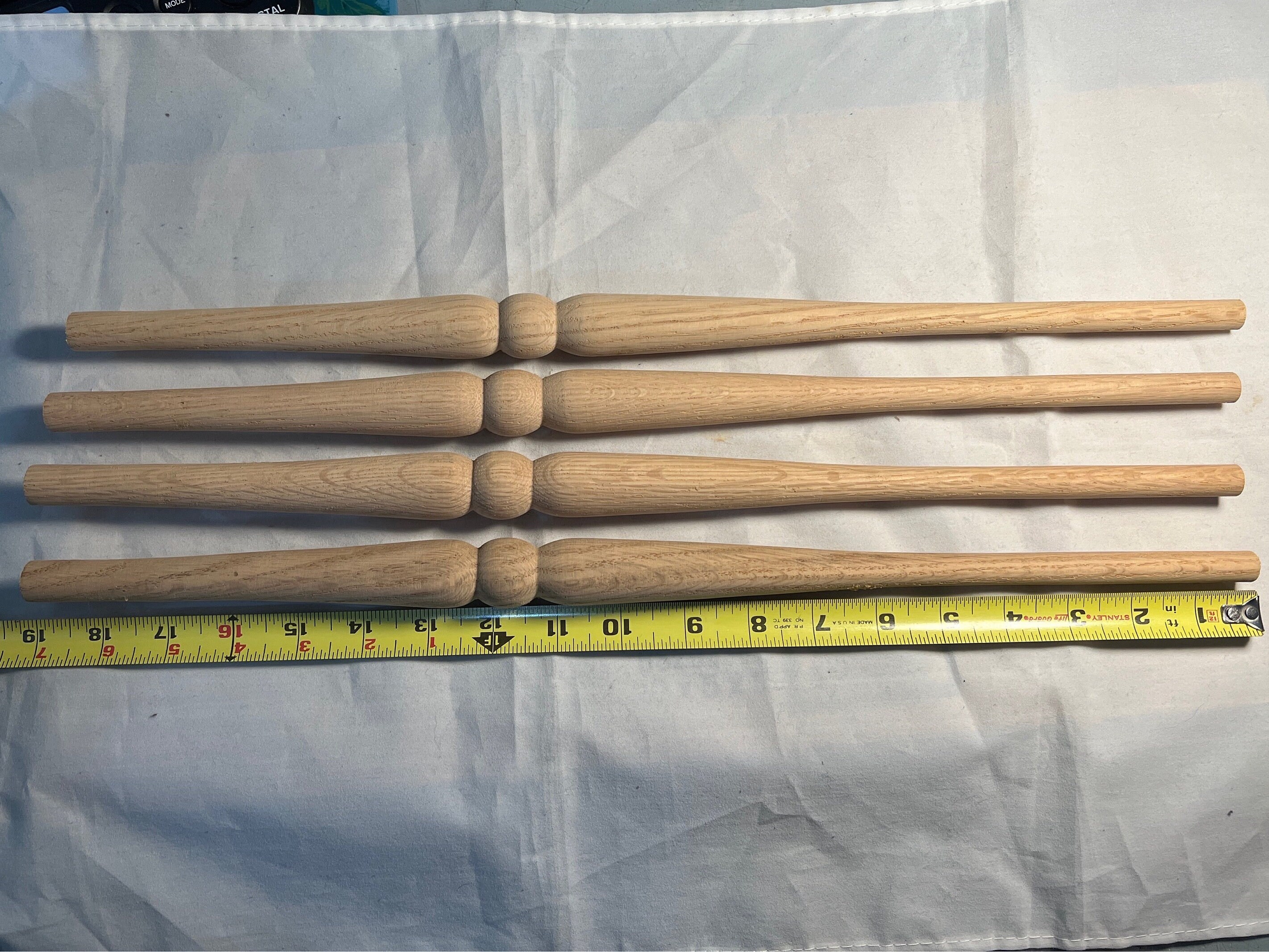 Oak Spindles, Large 18, NOS Hand Turned, Unfinished White Oak Hardwood