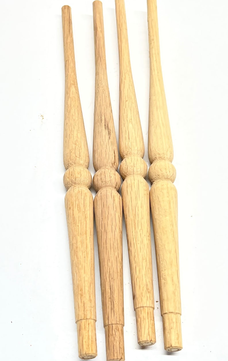 Oak Spindles, 14 1/2, NOS Hand Turned, Unfinished White Oak Hardwood
