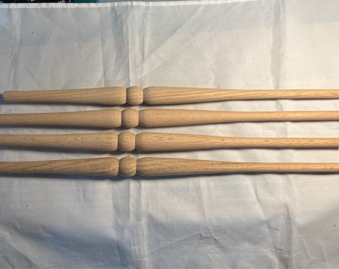 Oak Spindles, Large 18, NOS Hand Turned, Unfinished White Oak Hardwood