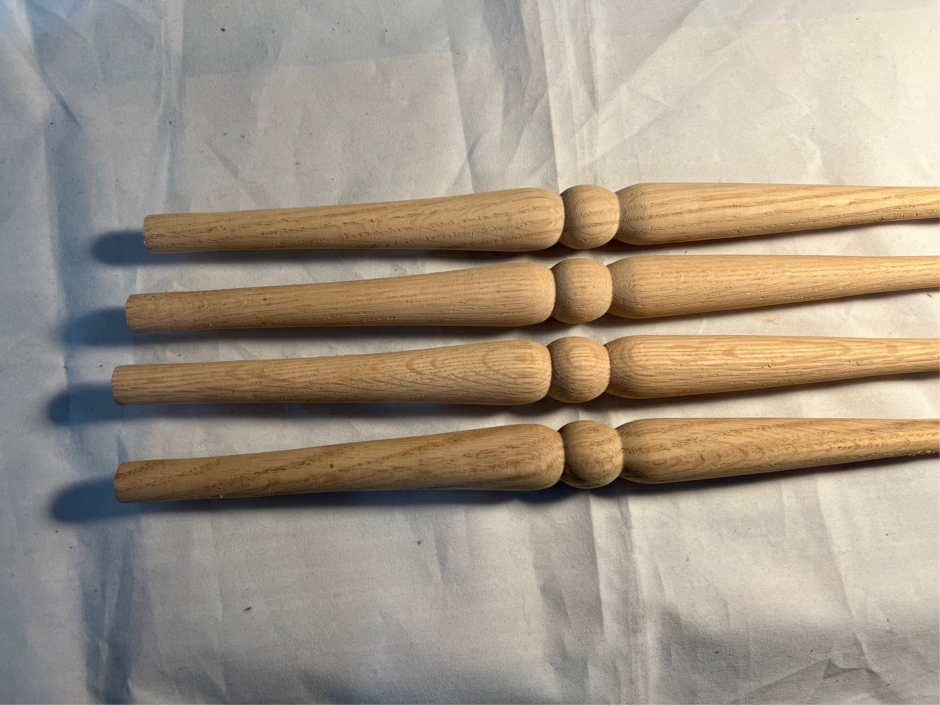 Oak Spindles, Large 18, NOS Hand Turned, Unfinished White Oak Hardwood