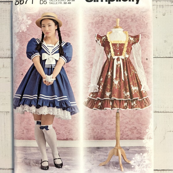 Lolita Fashion Dress Pattern, UNCUT Girls Dress Pattern, Simplicity 8671