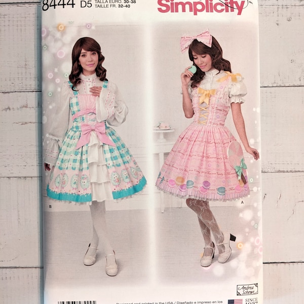 UNCUT Lolita Dress Pattern, Multi-sized Dress Pattern, Simplicity 8444