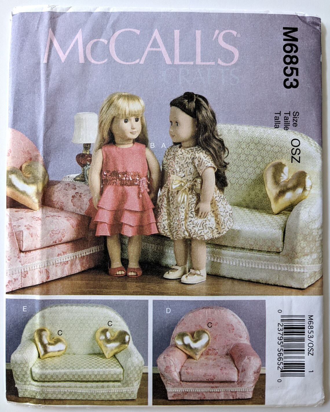 UNCUT Craft Pattern for 2 AG Dresses and Chair Set, Sewing for Dolls