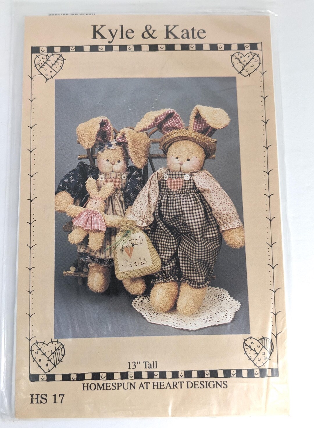 Vintage UNCUT Bunny Doll Pattern, Rabbit Pattern, Homespun Bunny ...
