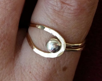 Gold w/silver ball ring