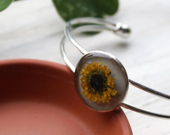 Sunflower Bracelet - Plant Jewelry - Flower Bracelet - Houseplant Gift - Real Plant Bracelet