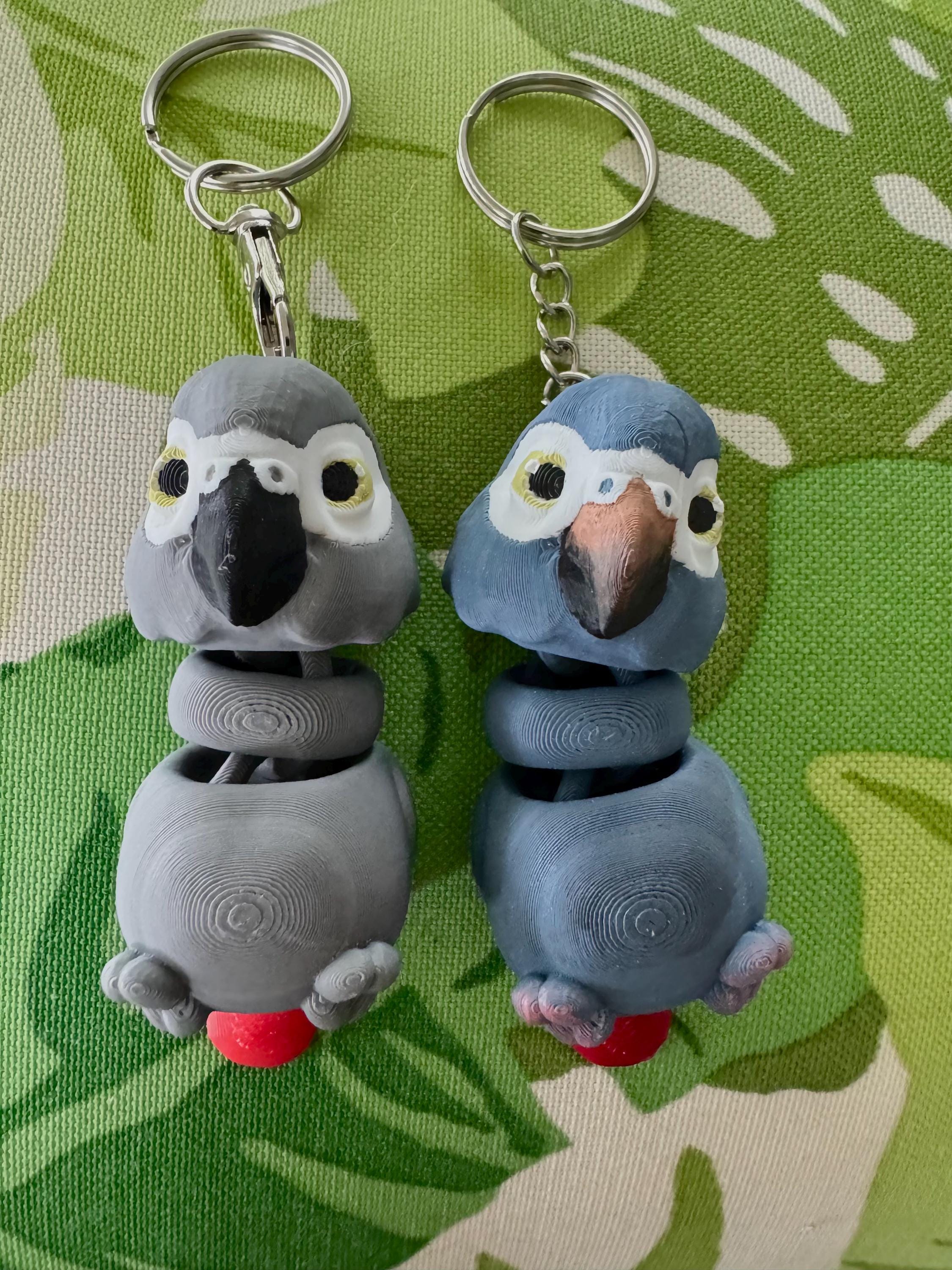 3D Printed African and Timneh Grey Keychains!!! - Etsy