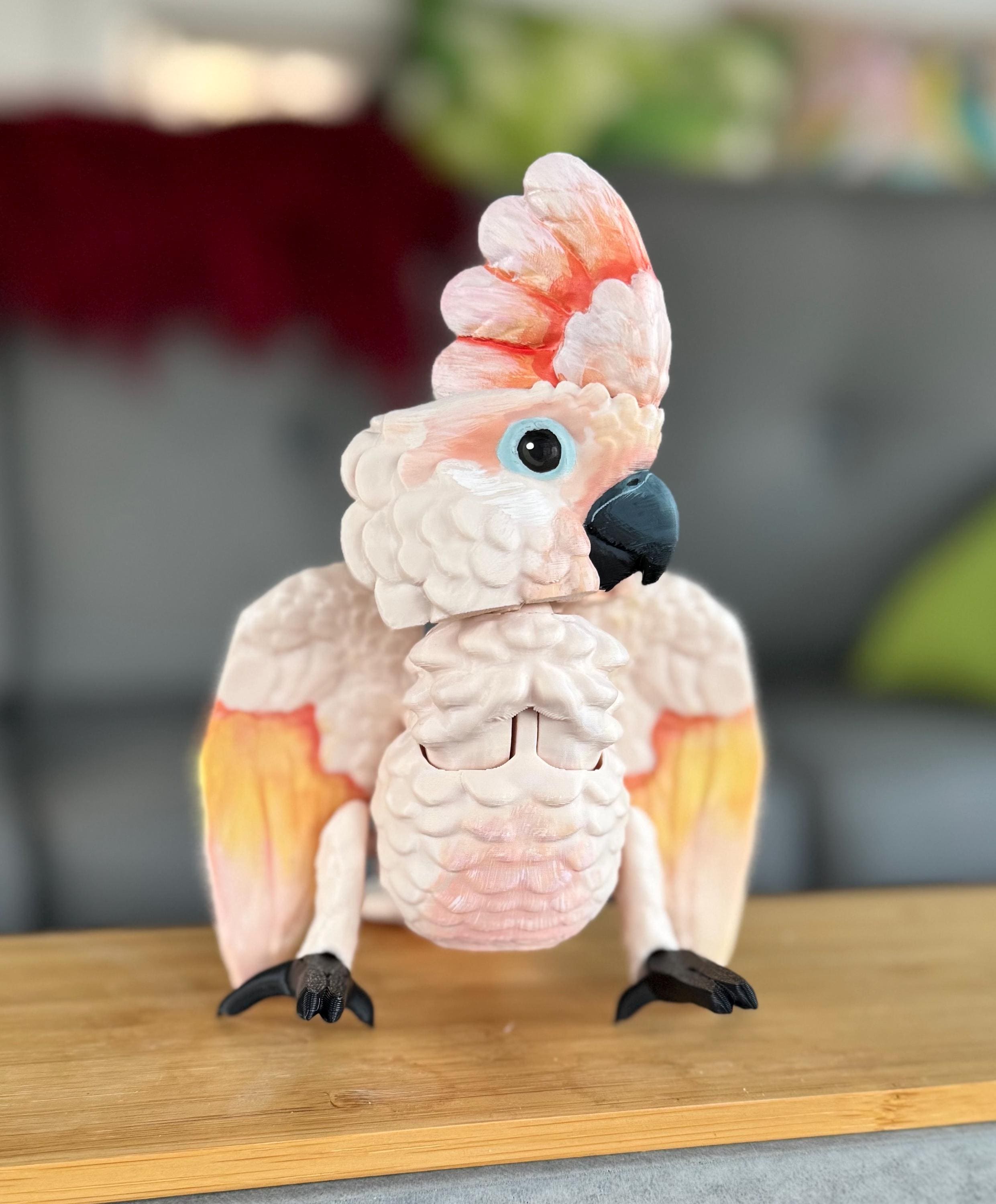 Moluccan Cockatoo -  articulated 3D model. 2 options -  hand painted details or as is.