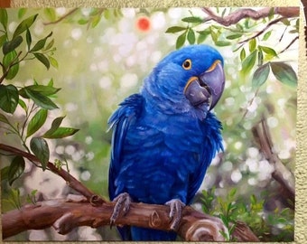 Cecily the Hyacinth Macaw- Canvas print (loose) of my original painting