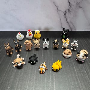 3Dプリントのミニペットシリーズ！関節可動式のデザインには、猫、モルモット、ドーベルマン、シュナウザー、ダックスフンド、プードル、パグ、ブルドッグ、クマノミが含まれます。
