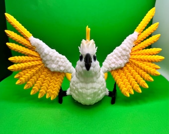 Citron Crested Cockatoo - articulated 3D model.