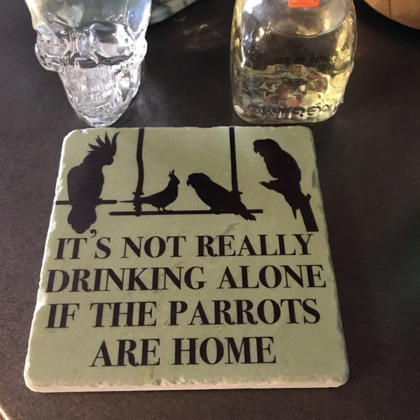 Marble Stone Coasters- It's not drinking alone if the parrots are home
